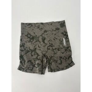 Gymshark Adapt Camo Seamless Shorts Womens Medium Green Grey High Waist GLSH5039